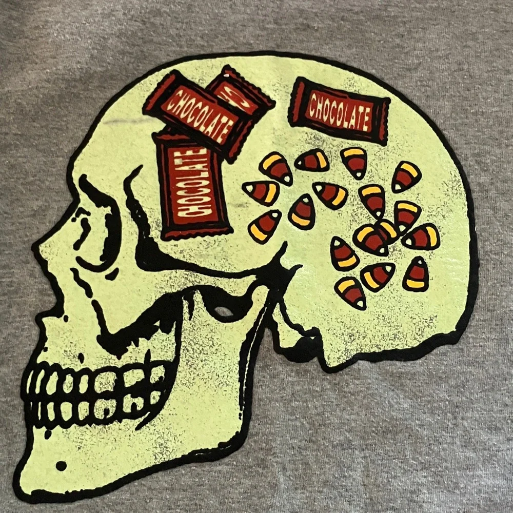 Gymboree Gray Long Sleeve Tee Skull‎ and Candy Design - 6 - Trick or Treat
